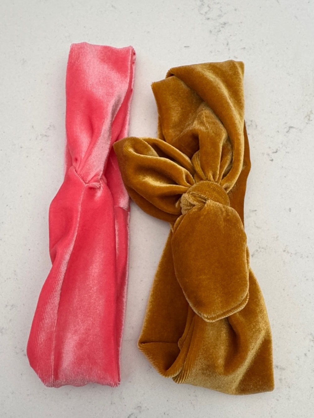 Velvet Knot Headbands - Pink and Mustard